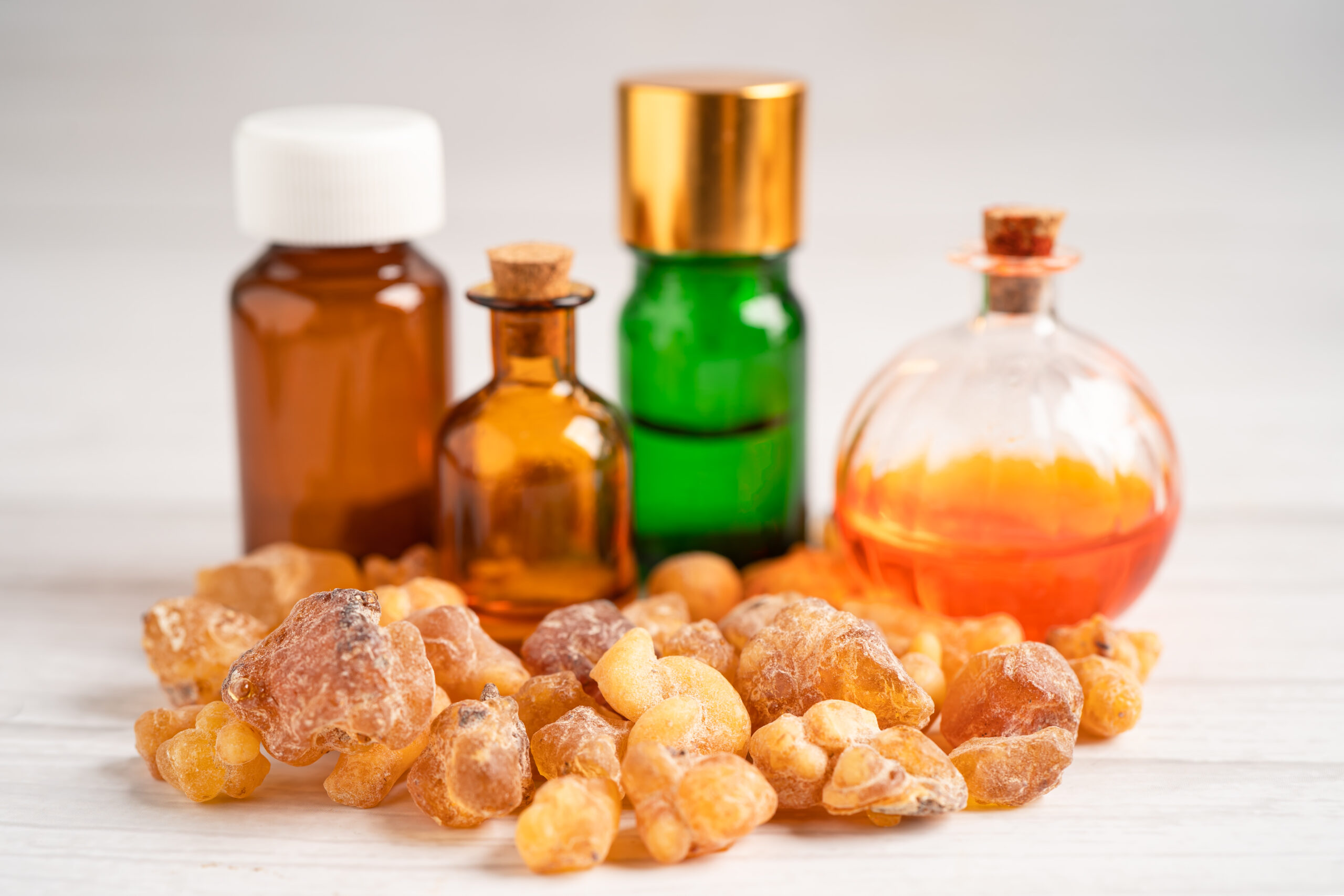 Frankincense or olibanum aromatic resin isolated on white backgr Frankincense or olibanum aromatic resin isolated on white background used in incense and perfumes.